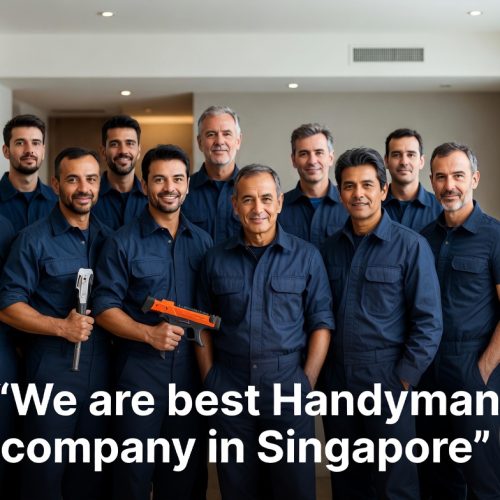 handyman workers standing together inside a modern Singapore apartment